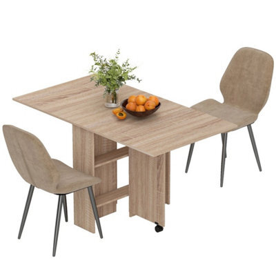 Dining Table Set, Folding Kitchen Table With Storage, 2 Chairs - image 1