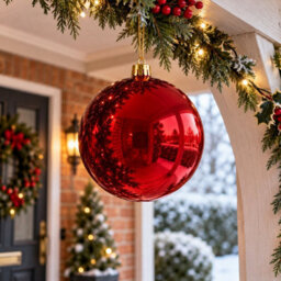 Decoris 2X  X Large Red Christmas Tree Bauble 20Cm Round Xmas Tree Ornament Decoration - thumbnail 8