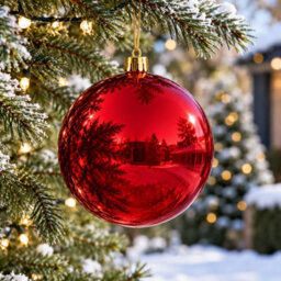 Decoris 2X  X Large Red Christmas Tree Bauble 20Cm Round Xmas Tree Ornament Decoration - thumbnail 7
