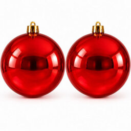 Decoris 2X  X Large Red Christmas Tree Bauble 20Cm Round Xmas Tree Ornament Decoration - thumbnail 2