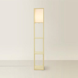 Valuelights Struttura Yellow Shelving Unit Floor Lamp With Fabric Shade - thumbnail 3