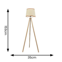 Valuelights Barbro Natural Tripod Floor Lamp With Rust Trim Scallop Shade - thumbnail 4