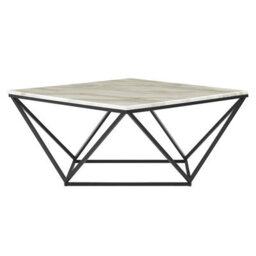 Wyld And Coco Marble Coffee Table Beige Top Black Metal Base 80 X 80 Cm - thumbnail 1