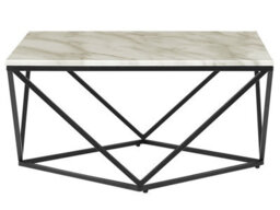 Wyld And Coco Marble Coffee Table Beige Top Black Metal Base 80 X 80 Cm - thumbnail 3
