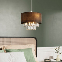 GoodHome Crowle Black & Clear Crystal Effect Round Lamp Shade (D)30Cm - thumbnail 1