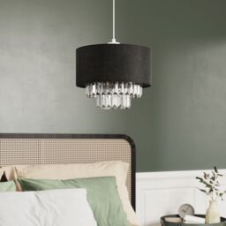 GoodHome Crowle Black & Clear Crystal Effect Round Lamp Shade (D)30Cm - thumbnail 5