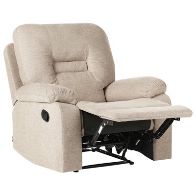 Beliani Recliner Chair Bergen With Footrest Fabric Beige - image 1