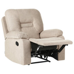 Beliani Recliner Chair Bergen With Footrest Fabric Beige