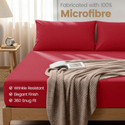 Aspire Homeware Red Fitted Sheet 40 Cm Extra Deep Pocket Hypoallergenic Bed Sheet Microfiber (L)190Cm X (W)90Cm, Single - thumbnail 8