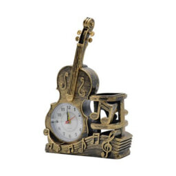 Violin Figurine Pen Holder Stylish Pencil Organizer Alarm Clock Desk Décor Multifunctional Decorative Piece For Music Lovers - thumbnail 1
