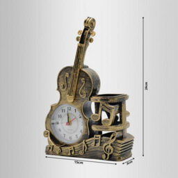 Violin Figurine Pen Holder Stylish Pencil Organizer Alarm Clock Desk Décor Multifunctional Decorative Piece For Music Lovers - thumbnail 2