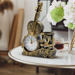 Violin Figurine Pen Holder Stylish Pencil Organizer Alarm Clock Desk Décor Multifunctional Decorative Piece For Music Lovers - thumbnail 7