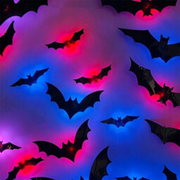 36Pcs Bats Wall Decor Halloween Decorations 3D Realistic Bat With Led Lights - thumbnail 3