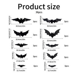 36Pcs Bats Wall Decor Halloween Decorations 3D Realistic Bat With Led Lights - thumbnail 2