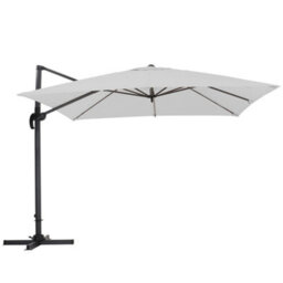 Living And Home 3M Large Square Canopy Rotatable Tilting Garden Rome Umbrella Cantilever Parasol With Fan Shaped Base, Light Grey - thumbnail 3