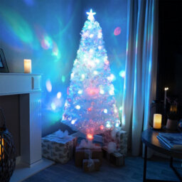 6Ft (180Cm) White Irridescent Fibre Optic Christmas Tree With Multicoloured Led Lights - thumbnail 2