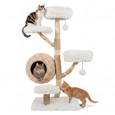 5 Tier Cat Tree 134Cm Wooden Cat Tower With Woven Cat Condo Scratching Posts - image 1
