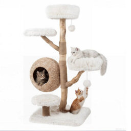 5 Tier Cat Tree 134Cm Wooden Cat Tower With Woven Cat Condo Scratching Posts - thumbnail 6