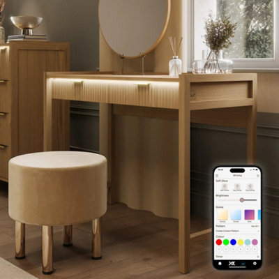 X Rocker Xr Living Dakota Dressing Table With 2 Drawers And App Controlled Led Lights - Wild Oak - image 1