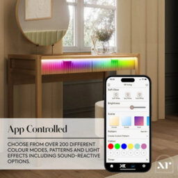X Rocker Xr Living Dakota Dressing Table With 2 Drawers And App Controlled Led Lights - Wild Oak - thumbnail 4
