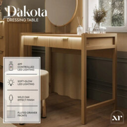 X Rocker Xr Living Dakota Dressing Table With 2 Drawers And App Controlled Led Lights - Wild Oak - thumbnail 2