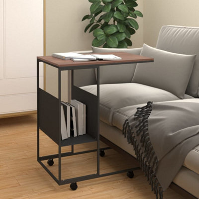 Berkfield Side Table With Wheels Black 55X36X63.5 Cm Engineered Wood - image 1