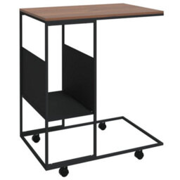 Berkfield Side Table With Wheels Black 55X36X63.5 Cm Engineered Wood - thumbnail 2