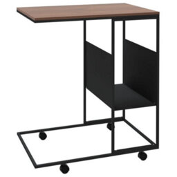 Berkfield Side Table With Wheels Black 55X36X63.5 Cm Engineered Wood - thumbnail 5