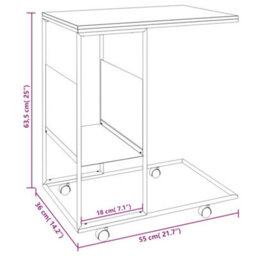 Berkfield Side Table With Wheels Black 55X36X63.5 Cm Engineered Wood - thumbnail 6