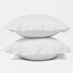 Ohs 2 X Linen Frill Cushion Cover Filled Sofa, 45 X 45Cm, White - thumbnail 3