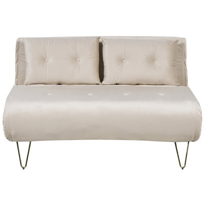Beliani Sofa Bed 2 Seater Vestfold Velvet Beige - image 1