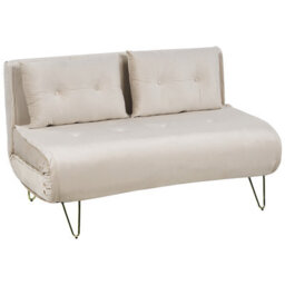Beliani Sofa Bed 2 Seater Vestfold Velvet Beige - thumbnail 5
