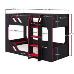 Flair Shuttle Gaming Bunk Bed Black & Red - thumbnail 5