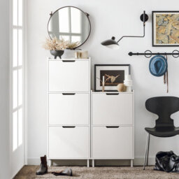 Sobuy Fsr151-H-W, Narrow Shoe Rack With 3 Flip Drawers Slim Wooden Shoe Storage Cupboard,white,w50.5Xd19Xh129 - thumbnail 2