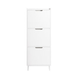 Sobuy Fsr151-H-W, Narrow Shoe Rack With 3 Flip Drawers Slim Wooden Shoe Storage Cupboard,white,w50.5Xd19Xh129 - thumbnail 1