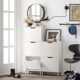 Sobuy Fsr151-H-W, Narrow Shoe Rack With 3 Flip Drawers Slim Wooden Shoe Storage Cupboard,white,w50.5Xd19Xh129 - thumbnail 9