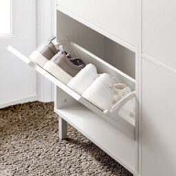 Sobuy Fsr151-H-W, Narrow Shoe Rack With 3 Flip Drawers Slim Wooden Shoe Storage Cupboard,white,w50.5Xd19Xh129 - thumbnail 8