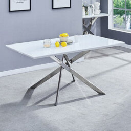 Furniture in Fashion Petra Large Glass Top High Gloss Dining Table In White