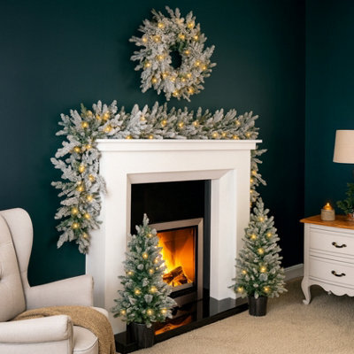 Marco Paul 4Pc Pre-Lit Luxury Christmas Decoration Set - Flocked - image 1