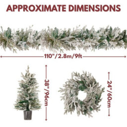 Marco Paul 4Pc Pre-Lit Luxury Christmas Decoration Set - Flocked - thumbnail 2
