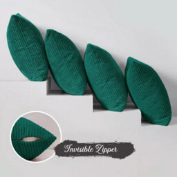 Ameha Emerald Green Stripe Velvet Cushion Cover 18X18 Inch Soft, Breathable & Hypoallergenic With Invisible Zip
