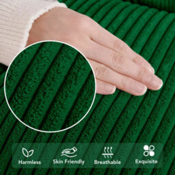 Ameha Emerald Green Stripe Velvet Cushion Cover 18X18 Inch Soft, Breathable & Hypoallergenic With Invisible Zip - thumbnail 4