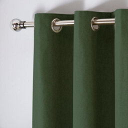 Fusion Sorbonne 100% Cotton Light Filtering Plain Dyed Bottle Green Eyelet Curtains - thumbnail 2