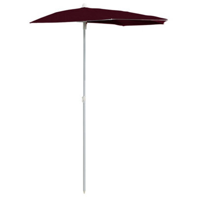 Berkfield Durable Garden Half Parasol With Pole 180X90 Cm Bordeaux Red - image 1