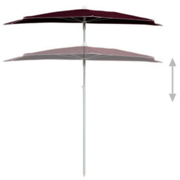 Berkfield Durable Garden Half Parasol With Pole 180X90 Cm Bordeaux Red - thumbnail 4