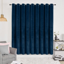 Oxford Homeware Eyelet Velvet Curtains Navy Fully Lined Blackout Thermal Insulated Curtains (W)168Cm X (L)213Cm Single Panel - thumbnail 8