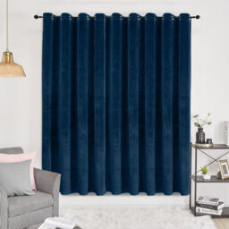 Oxford Homeware Eyelet Velvet Curtains Navy Fully Lined Blackout Thermal Insulated Curtains (W)168Cm X (L)213Cm Single Panel - thumbnail 5