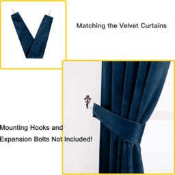 Oxford Homeware Eyelet Velvet Curtains Navy Fully Lined Blackout Thermal Insulated Curtains (W)168Cm X (L)213Cm Single Panel - thumbnail 4