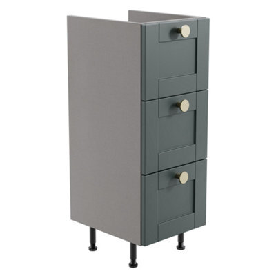 Ashford Matt Kombu Green Shaker Freestanding Bathroom & Wet Room 3 Drawer Base Unit (W)295mm (H)820mm - image 1