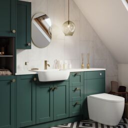 Ashford Matt Kombu Green Shaker Freestanding Bathroom & Wet Room 3 Drawer Base Unit (W)295mm (H)820mm - thumbnail 2